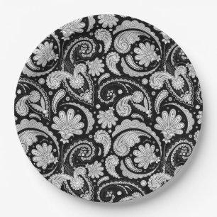 Plato De Papel Patrones de paisajes blancos negros de época