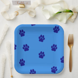 Plato De Papel Patrones de pezuña azul lindo Placa de papel
