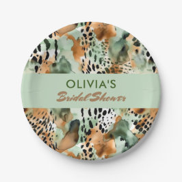 Plato De Papel Patrones de Pieles De Animales Safari Echan Beige 