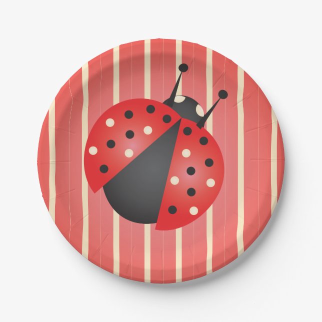Plato De Papel Patrones personalizados con Ladybugs Baby Shower (Anverso)