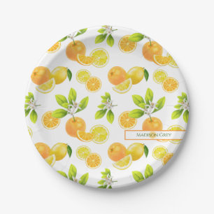 Plato De Papel Patten de cítricos y Naranjas de arte
