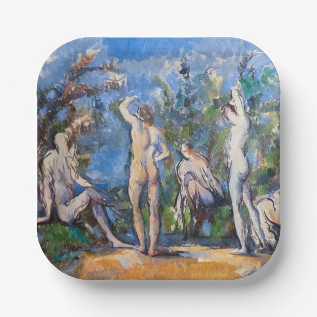 Plato De Papel Paul Cezanne - Cinco Bañistas (Anverso)
