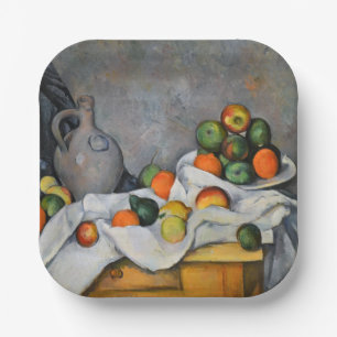 Plato De Papel Paul Cezanne - Curtain, Jug and Fruit Bowl