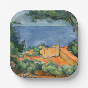 Plato De Papel Paul Cezanne - Estaque con techos rojos