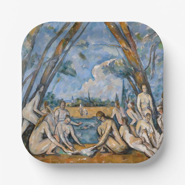 Plato De Papel Paul Cezanne - Los grandes bañistas (Anverso)