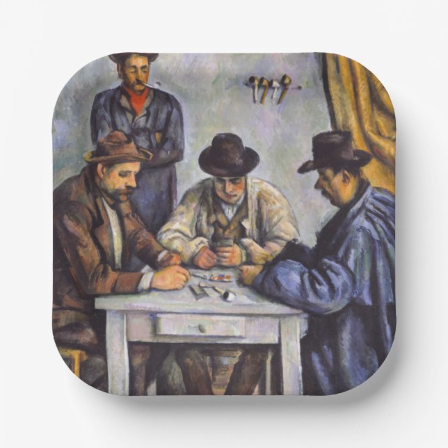 Plato De Papel Paul Cezanne - Los jugadores de cartas (Anverso)