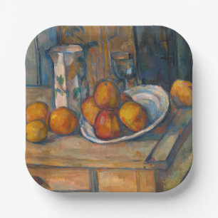 Plato De Papel Paul Cezanne - Todavía la vida con jugo de leche y