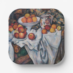 Plato De Papel Paul Cezanne - Todavía vida, manzanas y Naranjas