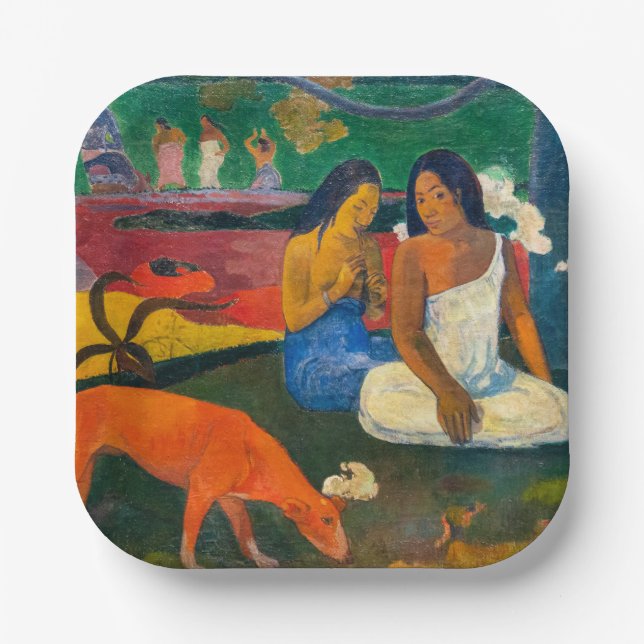 Plato De Papel Paul Gauguin - Arearea / El Perro Rojo (Anverso)