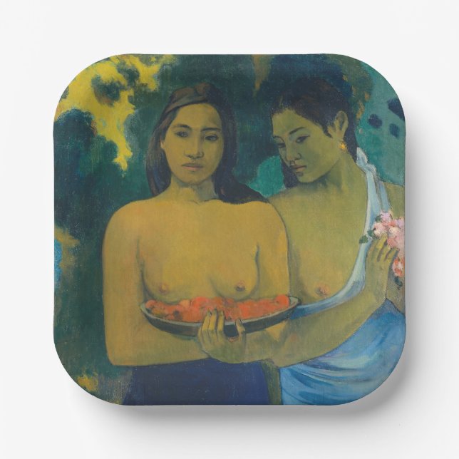 Plato De Papel Paul Gauguin - Dos mujeres tahitianas (Anverso)
