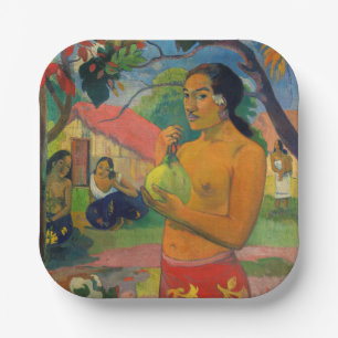 Plato De Papel Paul Gauguin - Mujer sosteniendo un fruto