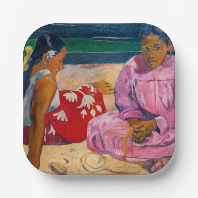 Plato De Papel Paul Gauguin - Mujeres tahitianas en la playa (Anverso)