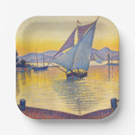 Plato De Papel Paul Signac - El puerto al atardecer, Opus 236
