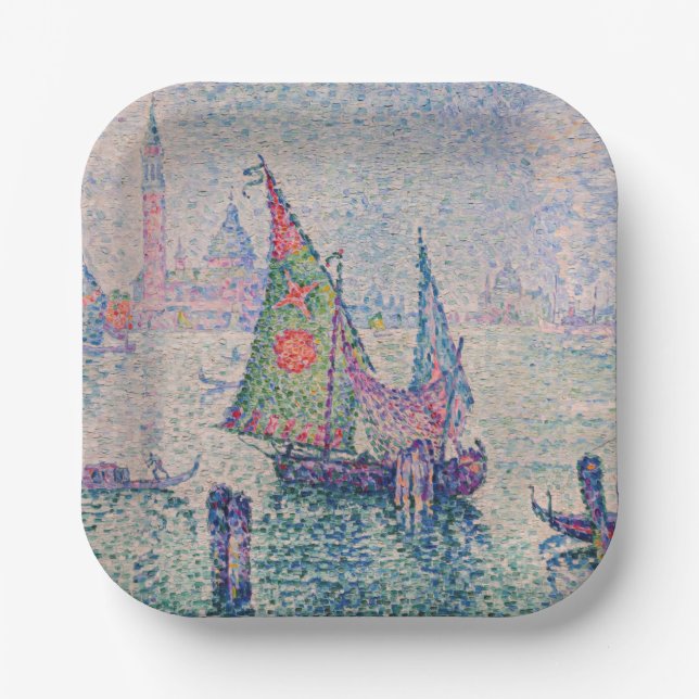 Plato De Papel Paul Signac - La vela verde (Anverso)