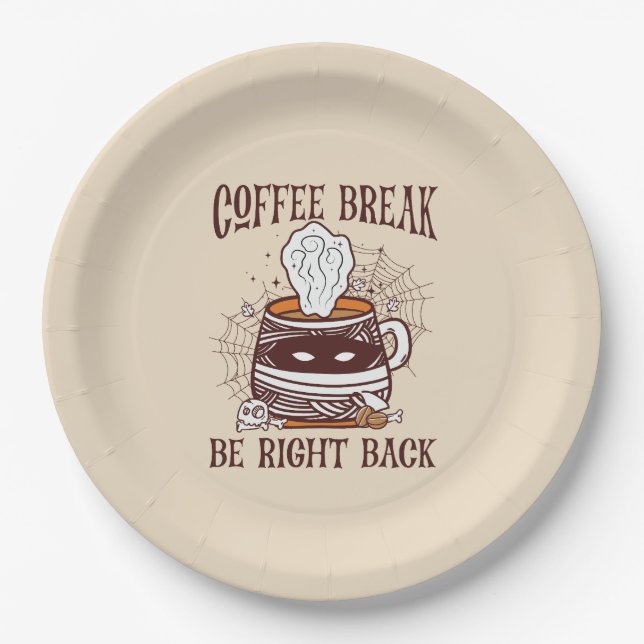 Plato De Papel Pausa de café - Tema de Halloween (Anverso)
