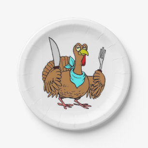 Plato De Papel Pavo divertido de Acción de Gracias