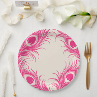 Plato De Papel Pavo real botánico de boda | Pink Couture