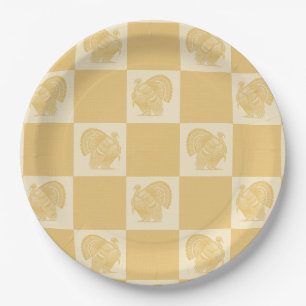 Plato De Papel Pavos blancos dorados Country Vintage desgastados