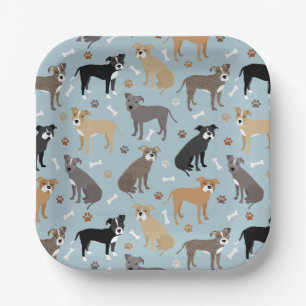 Plato De Papel Paws y huesos de Pitbull