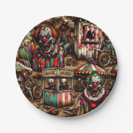 Plato De Papel Payaso de Carnaval espeluznante Zombie Halloween