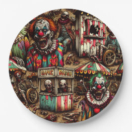 Plato De Papel Payaso de Carnaval espeluznante Zombie Halloween