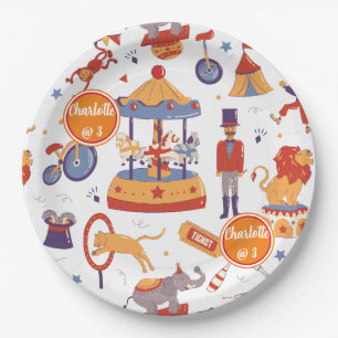 Plato De Papel Payaso del circo de cumpleaños de niños en el carn