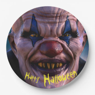 Plato De Papel Payaso espeluznante de Halloween 3D