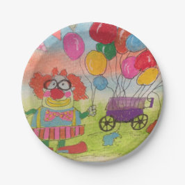 Plato De Papel Payaso gracioso con globos