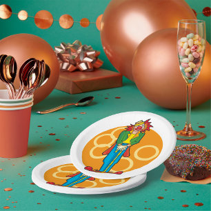 Plato De Papel Payaso Personalizado caprichoso con colores brilla