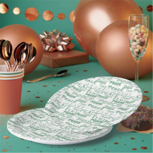Plato De Papel Paz Inspiradora blanca verde