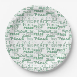 Plato De Papel Paz Inspiradora blanca verde