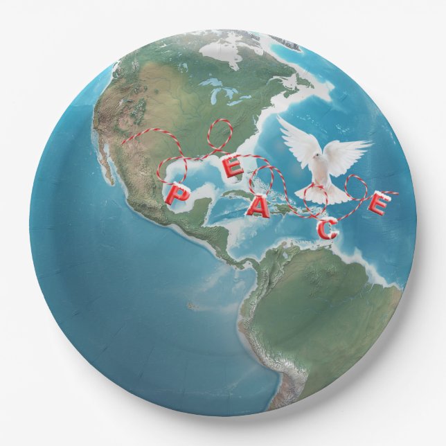 Plato De Papel Paz navidad con paloma blanca (Anverso)