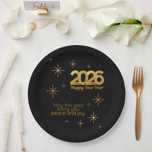 Plato de papel Paz y Alegría 2026 (Boda)