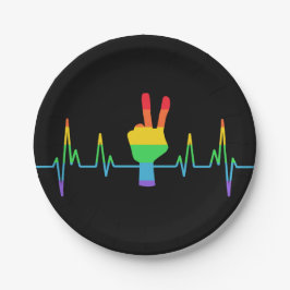 Plato De Papel Peace Gay Heartbeat LGBT