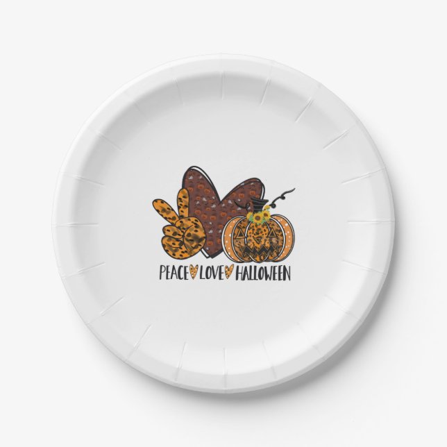 Plato De Papel Peace love Halloween (Anverso)