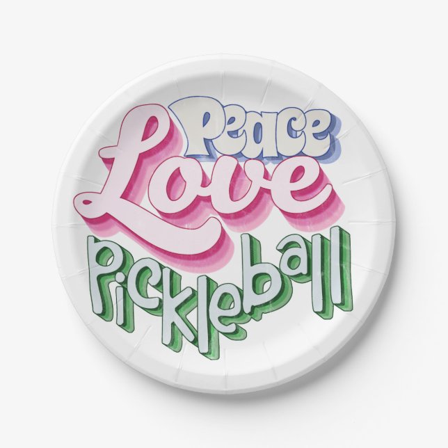 Plato De Papel Peace Love Pickleball (Anverso)