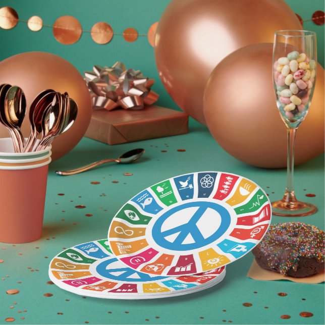 Plato De Papel Peace Sustainability Goals Eco-Friendly Party Pack (Multi)