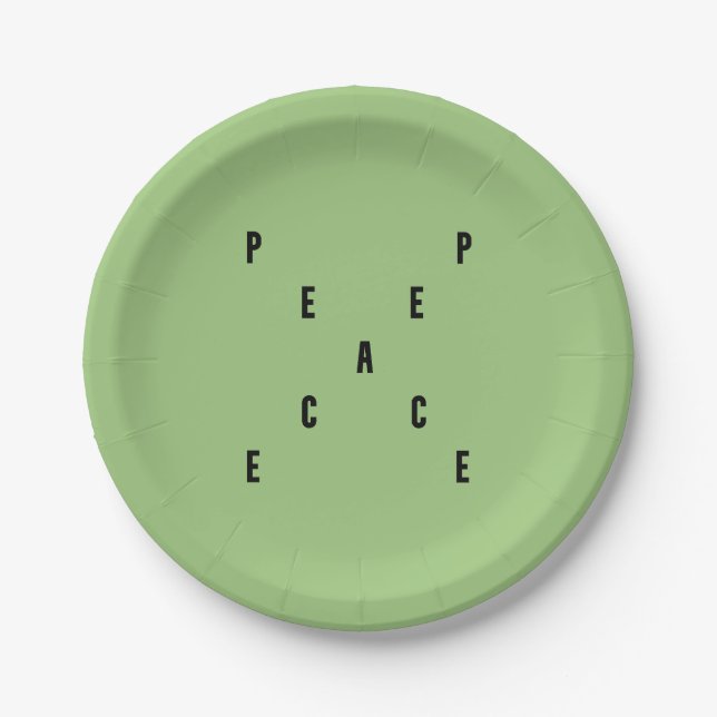 Plato De Papel Peace Typography (Anverso)