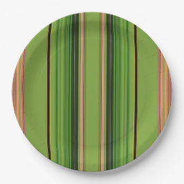 Plato De Papel Peach and Green Stripes (fondo)