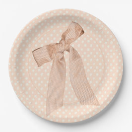Plato De Papel Peach Bow Baby Shower