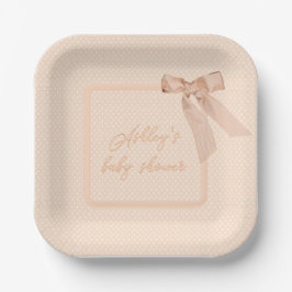 Plato De Papel Peach Bow Baby Shower