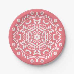 Plato De Papel Peach Mandala