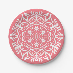 Plato De Papel Peach Mandala