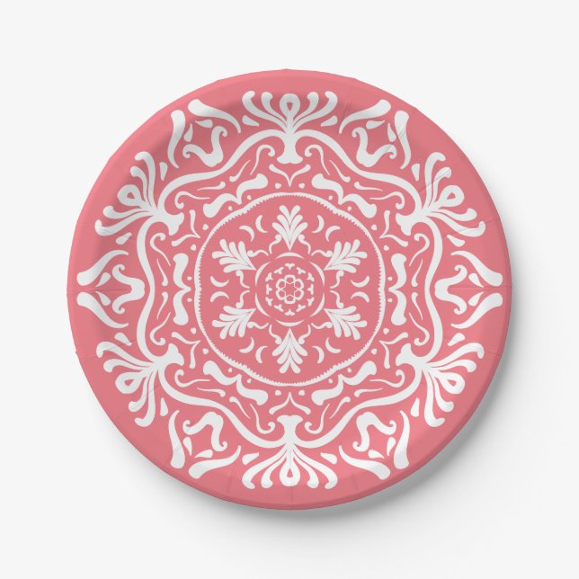 Plato De Papel Peach Mandala (Anverso)