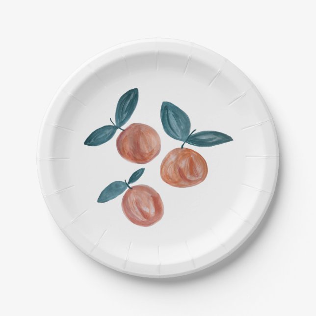 Plato De Papel Peach Pinting Sweet Peach Birthday Party Plates (Anverso)