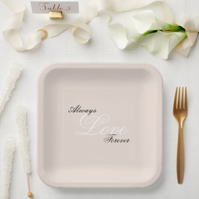 Plato De Papel Peach Rubor Love Always Boda (Boda)