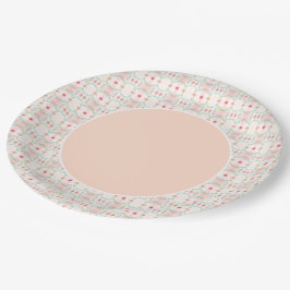 Plato De Papel Peach Verde azulado y rosa