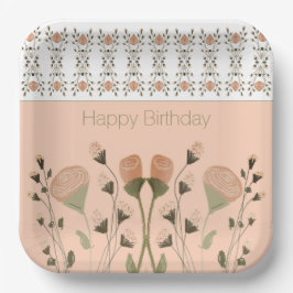 Plato De Papel Peach Y Green Square