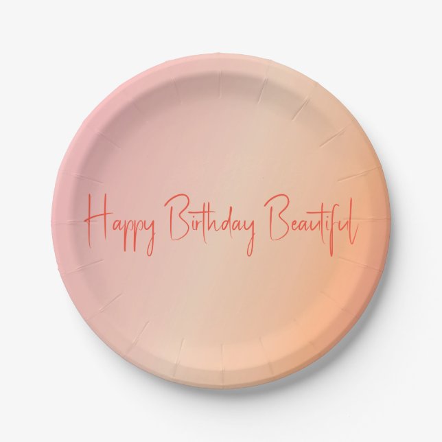 Plato De Papel Peach y Pink (Anverso)