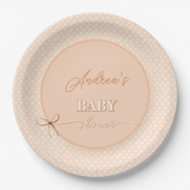 Plato De Papel Peach-y Shoe String Baby Shower